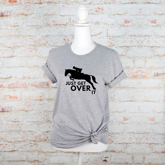 Get Over It Horse Jumping Graphic Tee - Adult - Gray