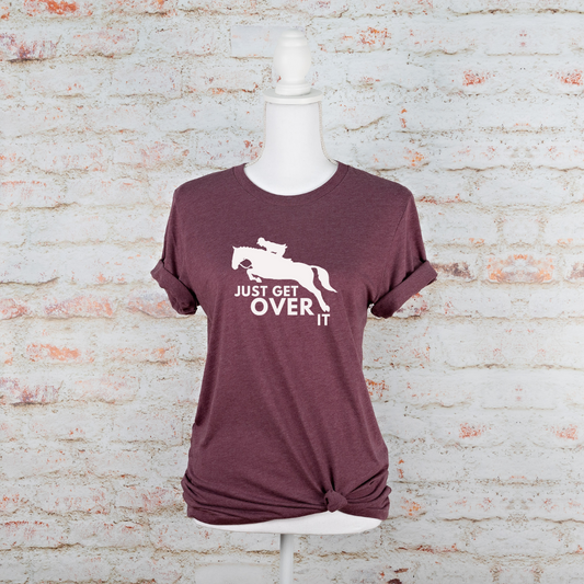 Get Over It Horse Jumping Graphic Tee - Adult - Maroon