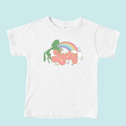 Lucky Horse Pastel Rainbow Graphic Tee