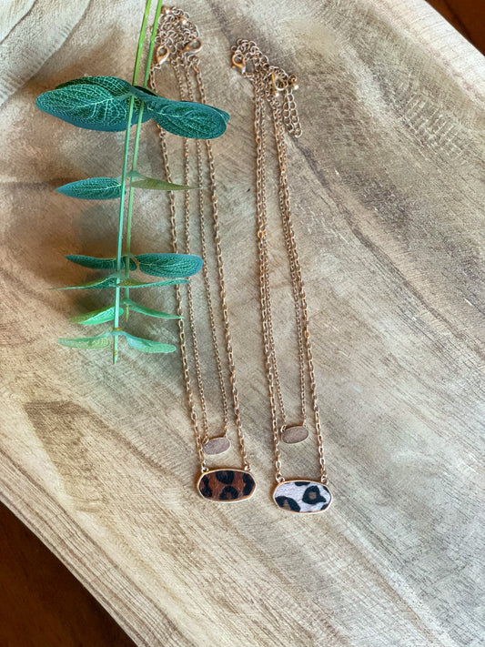 Leopard Print Double Necklace