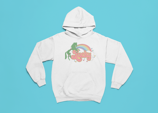 Lucky Horse White Graphic Hoodie